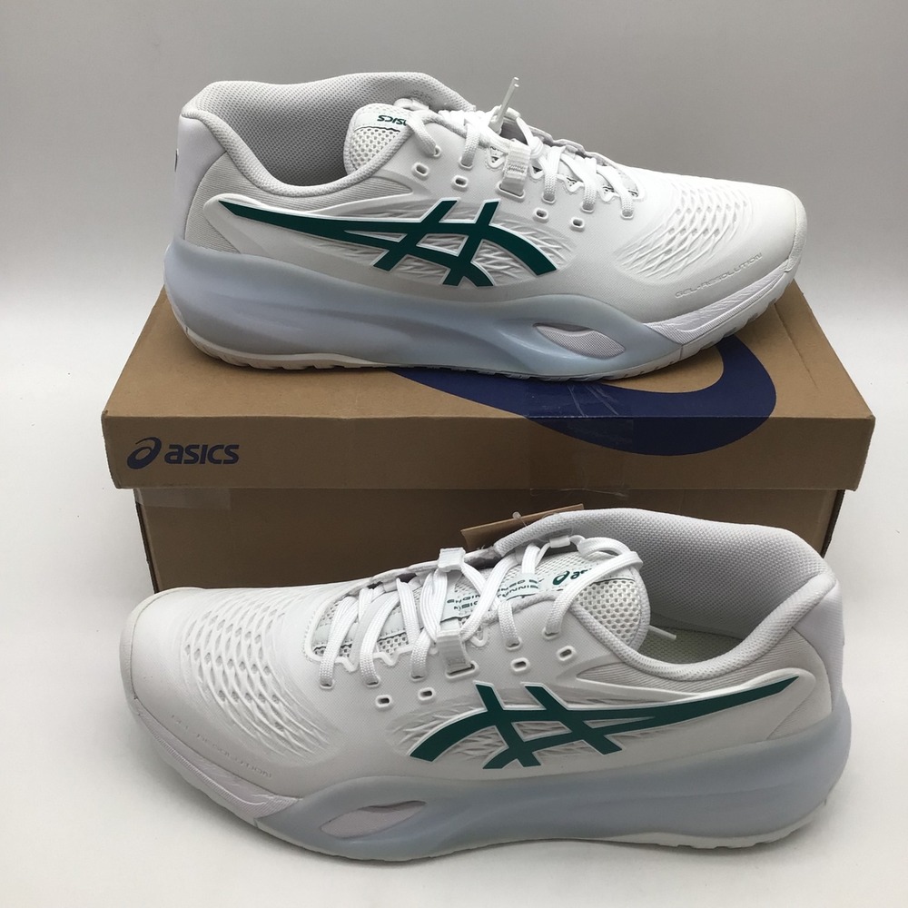 Asics Gel Resolution X Mens White Pitch Green Shoes 1041A481-102 Size 12 NEW